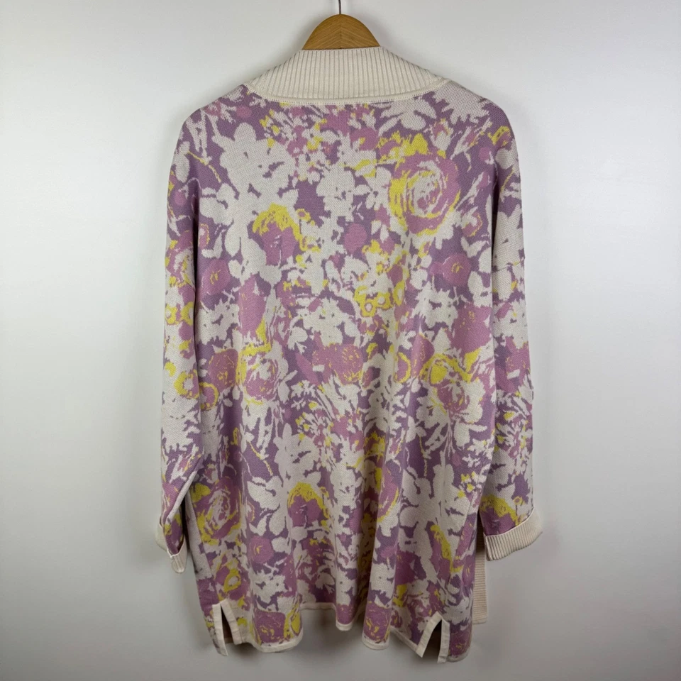 Isaac Mizrahi Live! Cárdigan Floral Talla XL Pastel Frente Abierto Suéter Tejido Cómodo Foto 4 de 4