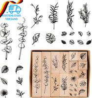 22 Stempelset Holz Mit Blumen Und Pflanzen BläTter Stempel Holz Natur Und Gummi