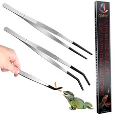 Extra Long Feeding Tongs with Rubber Cover Tips,2PCS 11.8"