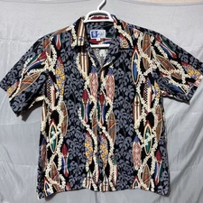Styled by RJC Hawaiian Surf Boards Button Up Shirt Size Large