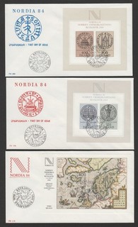 Islandia 1982/84 lote de 3 FDC con hojas de recuerdo