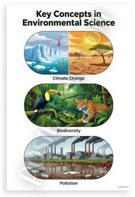 Environmental Science Key Concepts Climate Biodiversity Pollution 12x18 Poster