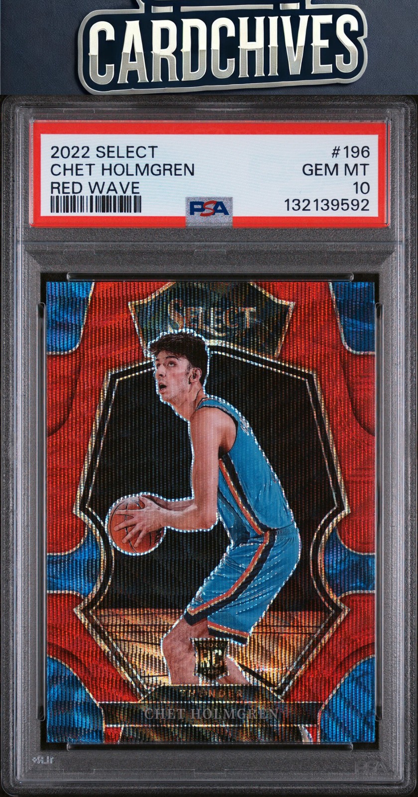 Chet Holmgren 2022-23 Panini Select #196 Red Wave Prizms PSA 10 GEM MT