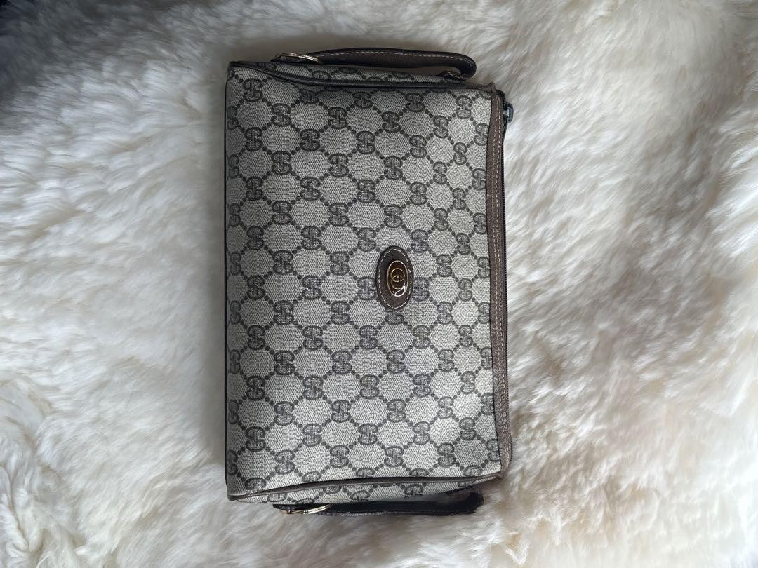 GUCCI Beige Monogram Clutch Bag Japanese Import Luxury Fashion