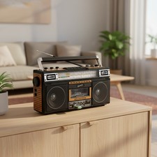 Portable Boombox Stereo Bluetooth Radio Cassette Player USB SD MP3 Amp FM