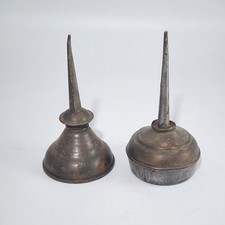 2 Vintage Thumb Oil Pump Small Cans 2 Vintage Thumb Oil Pump Small Cans