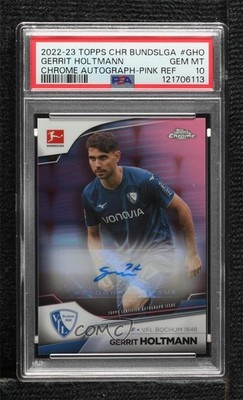 2022-23 Chrome Bundesliga Pink Refractor 66/75 Gerrit Holtmann PSA 10 Auto 8d2