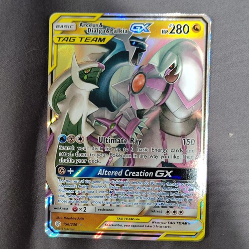 arceus and dialga and palkia gx pokemon card price Pokmon & & 156/236 Grail Collectibles AZ (You cant use more than 1 GX attack in a game.) Weakness Fairy 2 Resistance None None Retreat Cost 2019 Pokemon Sun & Moon