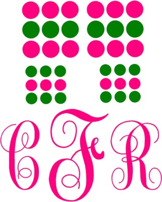 INITIALS with sheet of 30 dots Script Decal Letters Car Window Personalized  