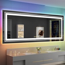 Giant RGB LED Bathroom Mirror Double Light Bar Full Length Fogless Vanity Mirror