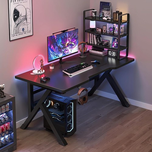 Large Gaming Desk, PC Computer Desk, Ergonomic Home Office Desk with Carbon Fibe - Picture 7 of 7