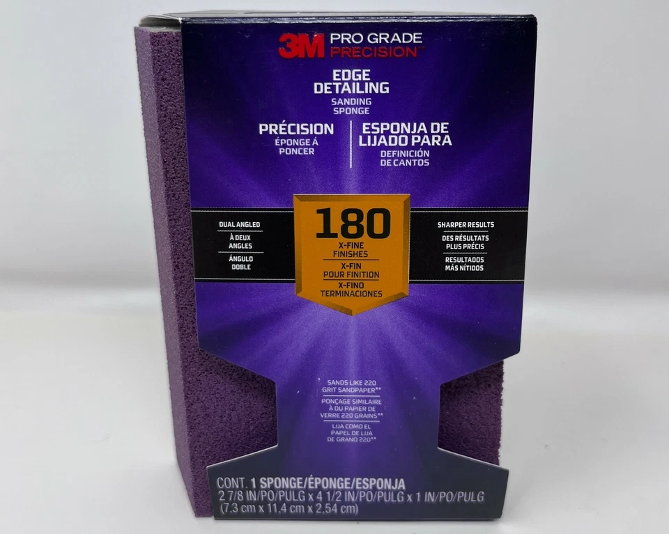 3M 24302TRI-XF-DA 180-Grit Dual Angle Sanding Sponge 4-1/2 Lx2-7/8 W in.(3pck) - Image 4 of 4