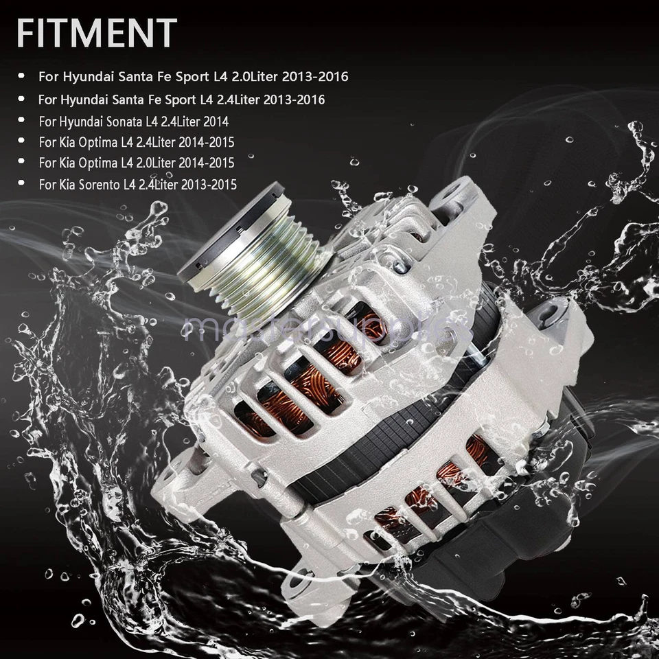 Alternator for Hyundai Santa Fe Sport 2013-16 Kia Optima 2014-2015 2.4L 150A - Image 3 of 4