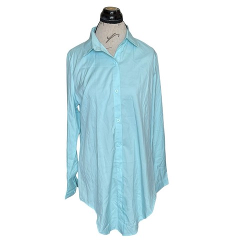 Meaneor Womens Shirt Blouse Tunic Size Medium Button down Long Sleeve Collar