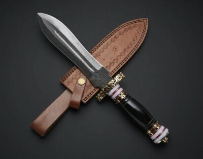 custome handmade gift damascus steel14''dagger knife handle resin with brass clip