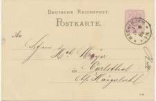 DT.REICH &bdquo;HECHINGEN / 1&ldquo; K1  a. 5 Pfennig violett Kab.-GA-Postkarte ABART @LOOK@