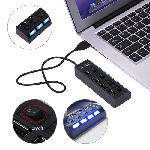 4-Port USB 2.0 Hub Splitter Multiport Expander USB 2.0 Docking Station - Zdjęcie 3 z 10