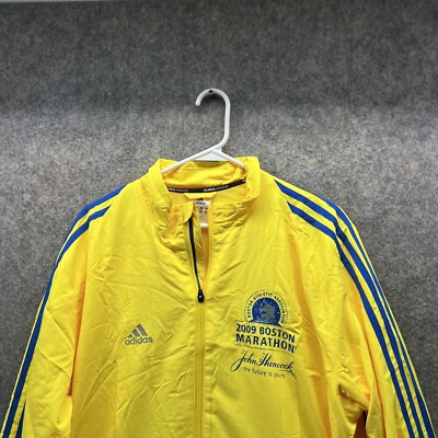 Adidas Sweater Men XL Yellow Full Zip Boston Marathon 2009 Clima