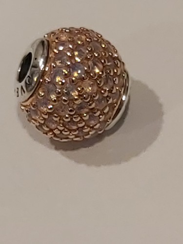 PANDORA *RETIRED SS & 14kt Gold ESSENCE LOVE w/Opalescent Pink Crystal 796064NOP - Picture 16 of 17