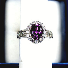 Lab created Alexandrite  White zircon color change ring in Plat/925SS sz 8