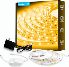 Warm White LED Strip Light,16.4 Ft Dimmable Bright Rope Light,3000K 12V LED Ligh
