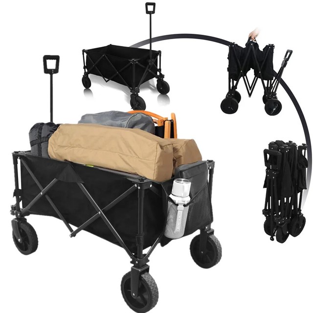 Carro Plegable con Ruedas Gran Capacidad Portátil Exterior Camping Carro Plegable