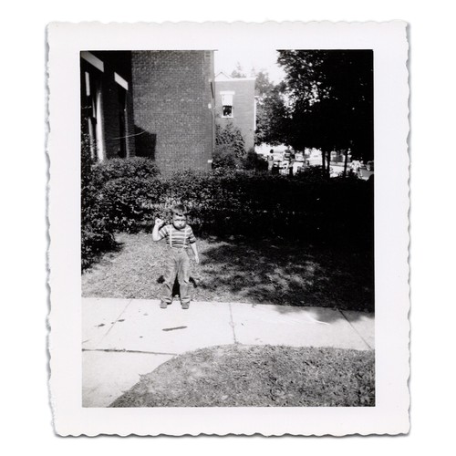 Little Boy Raising Fist - Found Photo - Power to the Kids - Backyard Snapshot