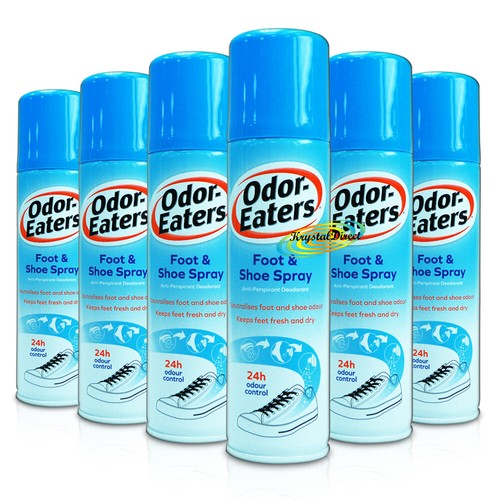 6x Odor Eaters Foot & Shoe Deodorant Spray 150ml OdourFree Feet Dry