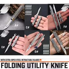 US Titanium Mini Pocket Utility Folding Knife Scalpel Blades Opener Keychain EDC