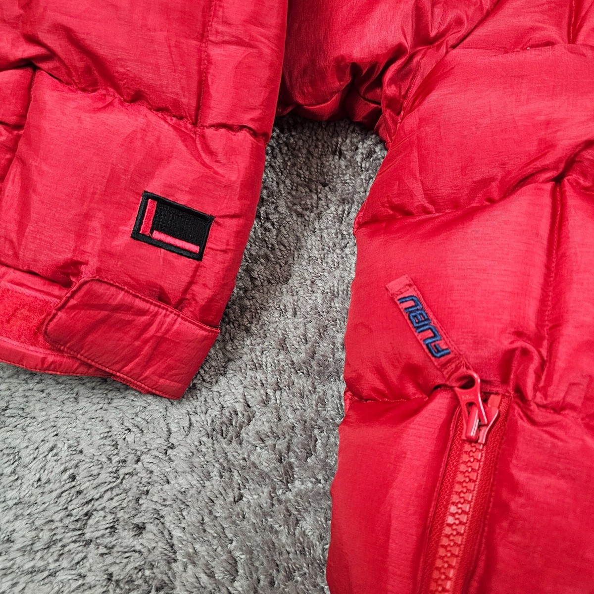 VINTAGE FUBU Jacket Mens 2XL Blue Red Reversible Down Puffer Y2K