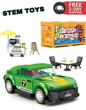 Classic City Street View Building Block Set Ages 6-12: Green Car, Stem Toy