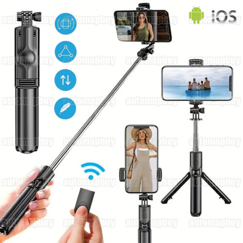 Wireless 3 in 1 Selfie Stick Stativ Ständer Fernbedienung Telefon BT für Handy - Bild 1 von 15