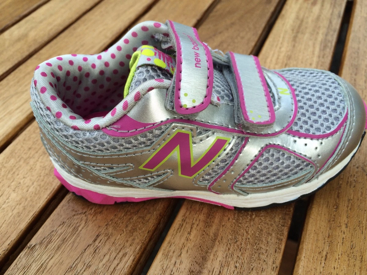 Infants New Balance Silver Purple Non Tie Sneakers Little Girls Size 6 1 2 M