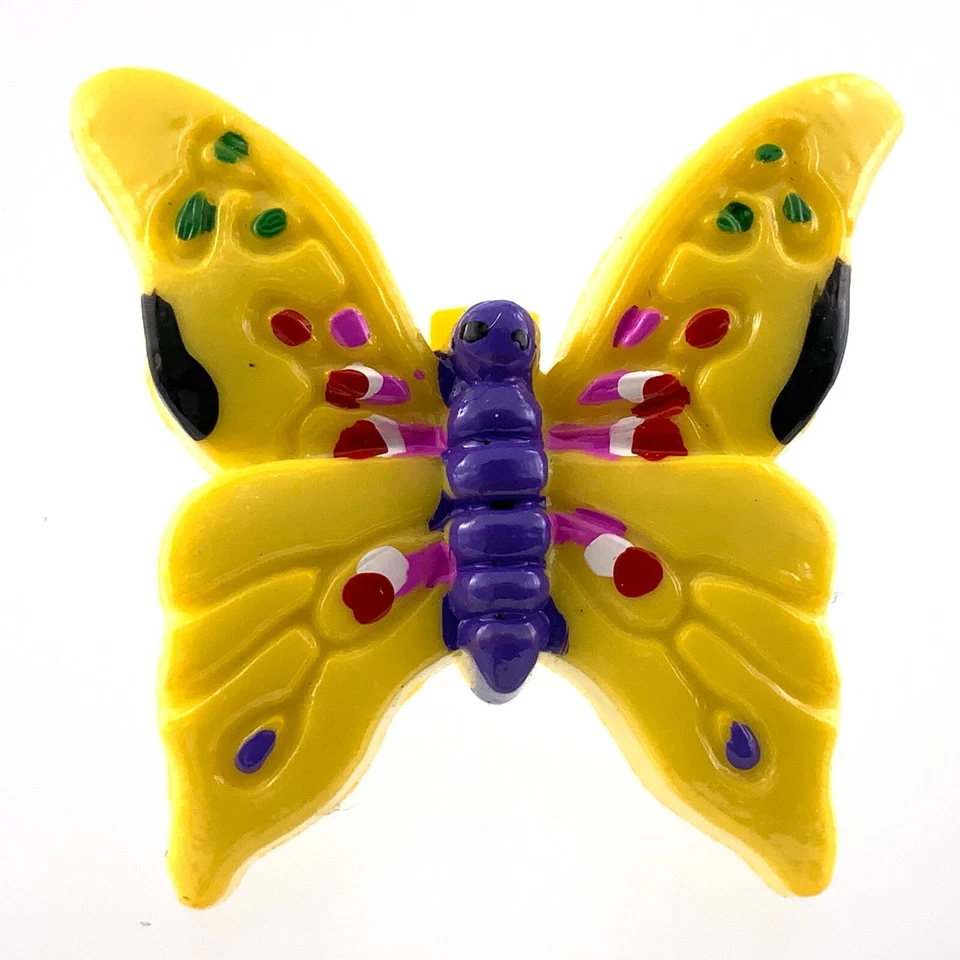 Vintage Molded Plastic Yellow Butterfly Garment Button 1in Novelty Pattern 209B - Image 2 of 4