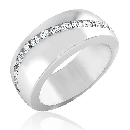 Anillo de boda redondo de diamantes naturales de 0,37 quilates para hombre platino real 950 talla 10 11 12 Foto 2 de 4