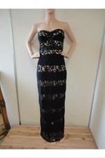BNOWT Ladies Lipsy VIP Black & Nude Evening/Prom Dress With Black Gems -Size 8