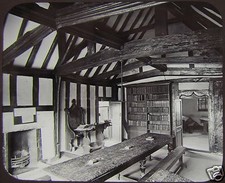 Glass Magic Lantern Slide GUILD CHAMBER STRATFORD ON AVON C1890 PHOTO ENGLAND