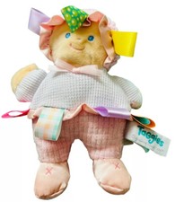 MARY MEYER BABY TAGGIES SOFT PLUSH PINK CLOTH BABY DOLL LOVEY SATIN WAFFLE WEAVE