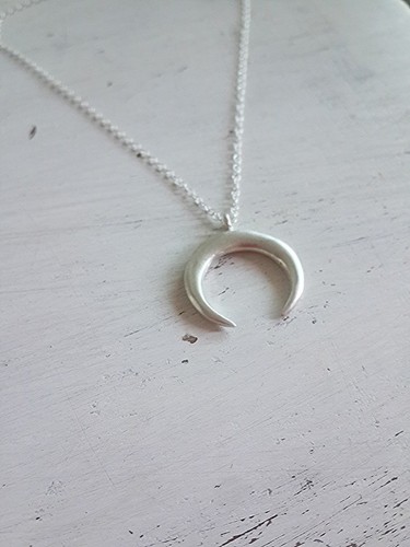 Double Horn Necklace Pendant 925 