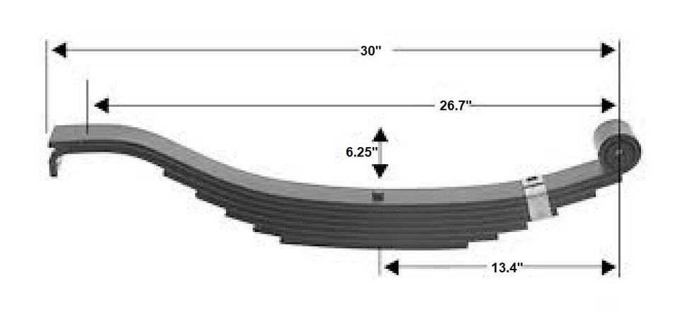 Trailer Slipper Spring - 6 Leaf, 30″x2″ - For 9,000 Lb Axles - Mrovi Trailer Parts