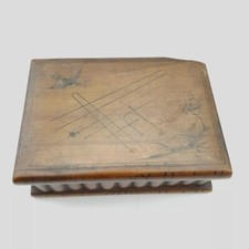 Antigua caja de artículos Sorrento pequeña madera marquetería tragar horquilla alfileres como se encuentra 