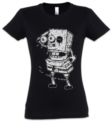 Sponge Rob Damen T-Shirt Fun Halloween The Zombie Bob Walking Brains Eater Dead