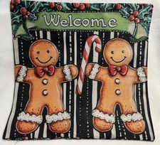 Gingerbread Men Double Sided Christmas Throw Pillow Cover Holiday Home Decor 18”