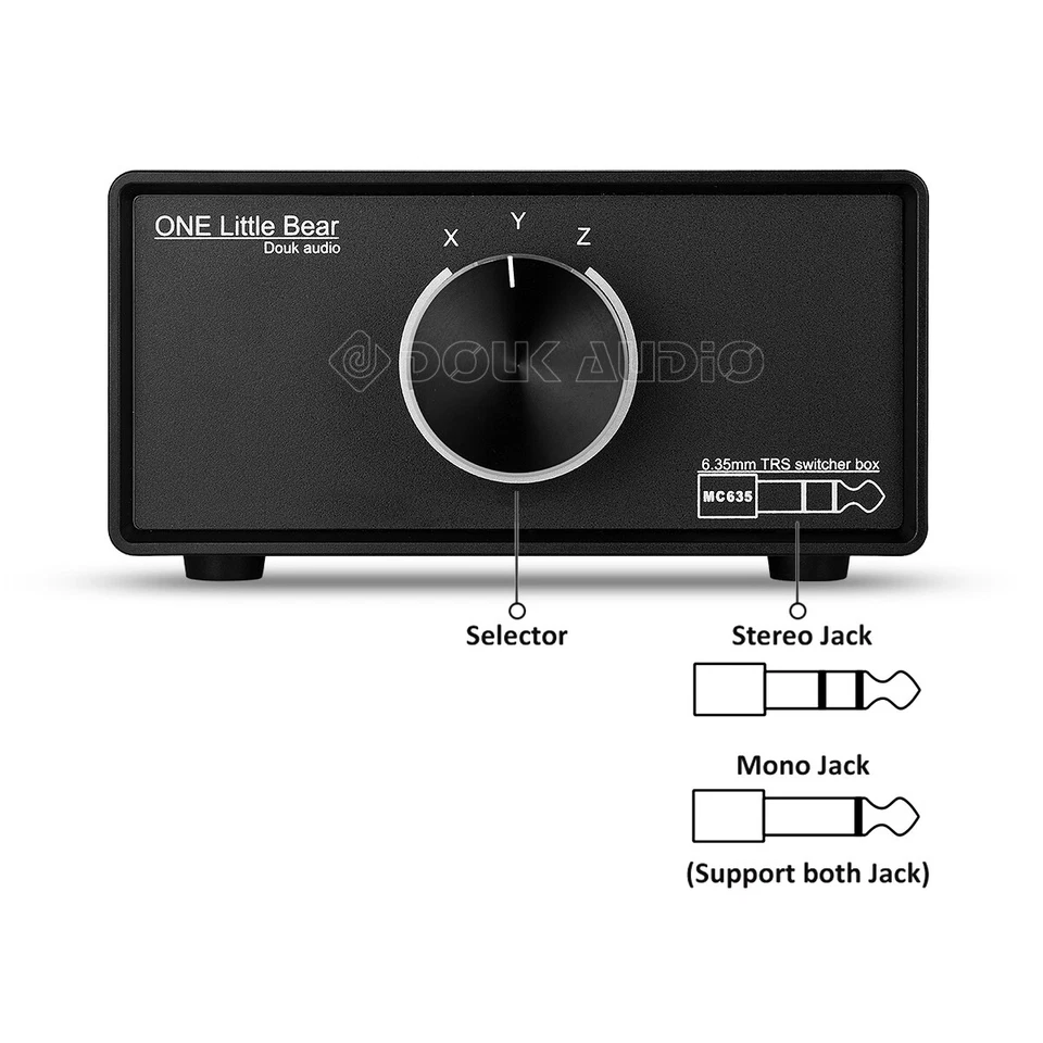 Mini 3-way Mono / Stereo 1/4" 6.35mm TRS Audio Switcher Box Headphone Splitter - Image 3 of 4