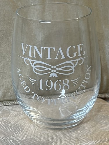 Vintage 1968 Aged To Perfection Wine Glass 55th Birthday Gift Or 56th Or Xmas - Picture 1 of 5