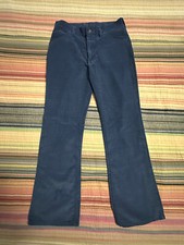 Vtg 70s J. C. Penney Corduroy Pants Youth Sz 16 Dark Blue Flare Out Leg Zip