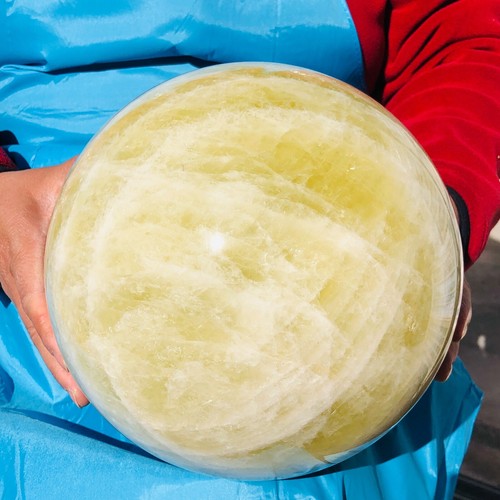 30.36LB Large Natural Yellow Crystal Ball Quartz Citrine Sphere Mineral Healing - Picture 20 of 20