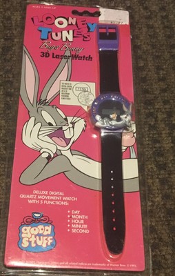 Good Stuff 1993 NEW Looney Tunes 3D Elmer Fudd Hologram LaserWatch Watch