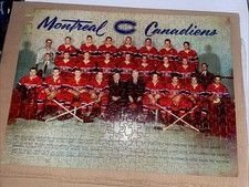 1950S NHL HOCKEY MONTREAL CANADIENS JIGSAW PUZZLE MAURICE RICHARD JEAN BELIVEAU