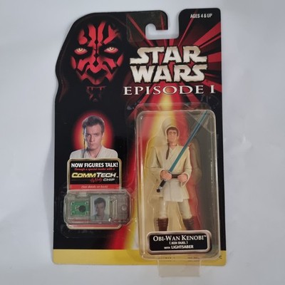 STAR WARS Episode I OBI-WAN KENOBI (Jedi Duel) + CommTech Chip MOC OVP Hasbro